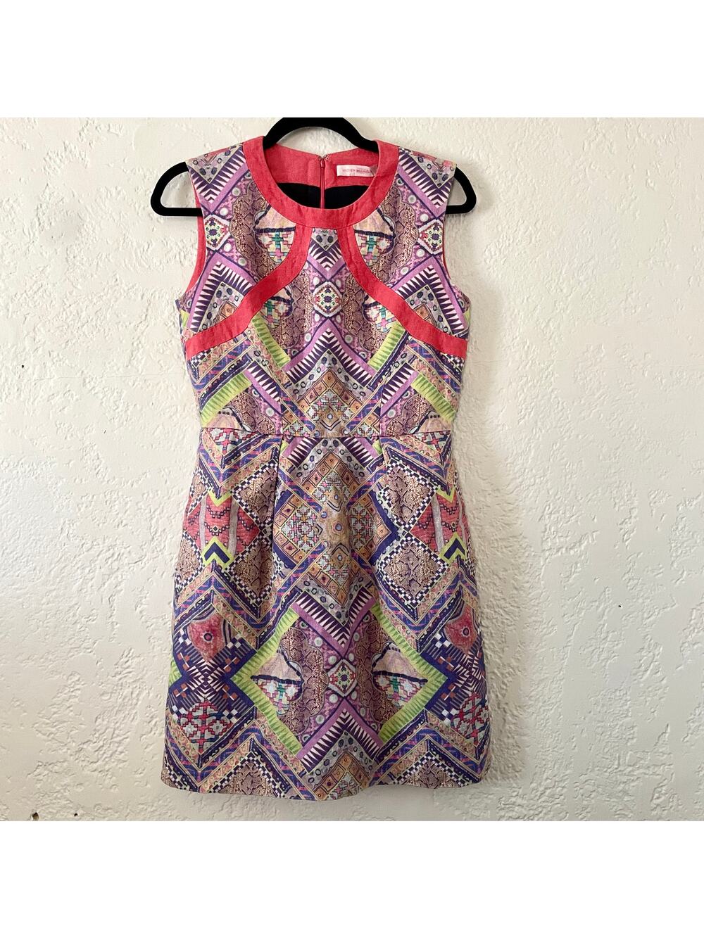 Matthew Williamson 100% Linen Tribal Print Sleeveless Mini Dress RUNWAY sz 10
